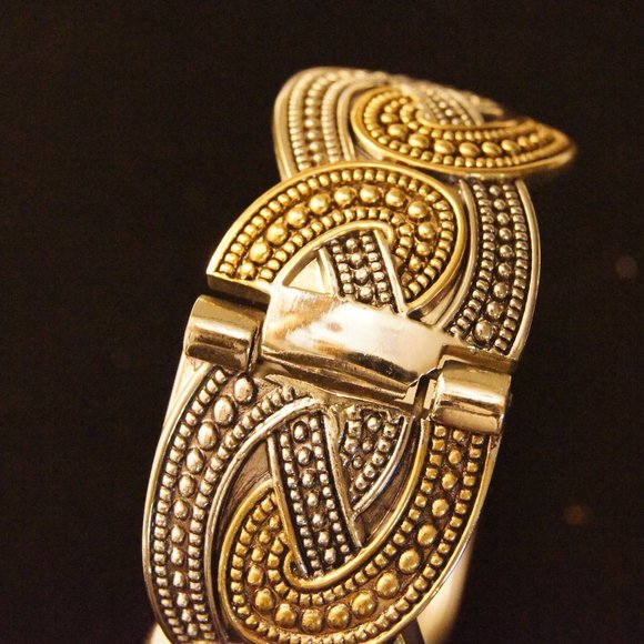 Two Tone Cuff Bracelet Watch - Picture 9 of 10
